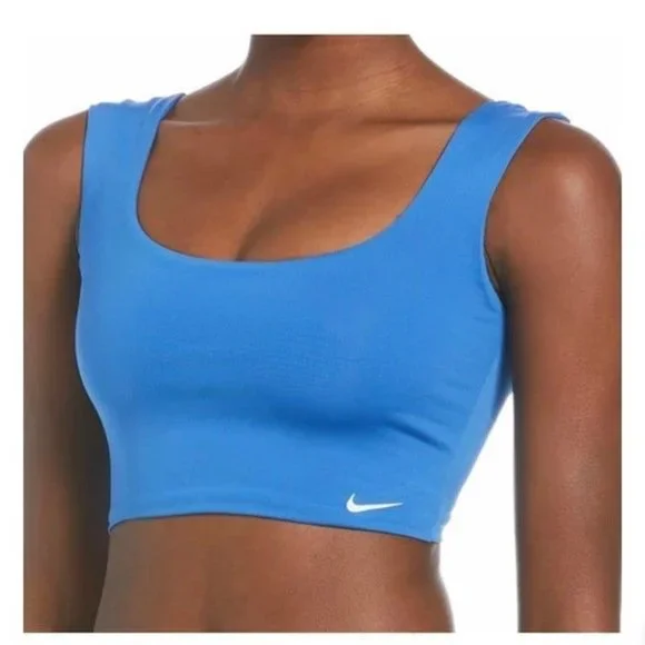 Nike Swim NWT Sz L Pacific Blue Fitted Crop Top & La Blanca Prism Palm Buttom - Picture 5 of 8